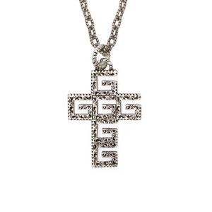 One antiqued sterling silver Gucci  cross pendant.